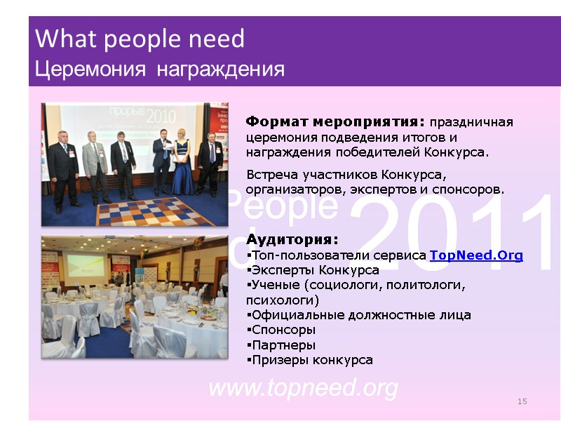 Формат мероприятия: праздничная церемония подведения итогов и награждения победителей Конкурса. Встреча участников Конкурса, организаторов,